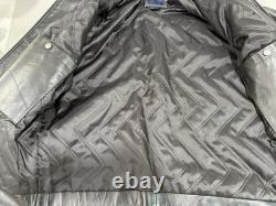 Vtg GAP Mens Black Leather Bomber Jacket Medium M Heavy Weight Quilted Lining