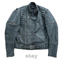 Vtg HARLEY DAVIDSON Black Leather Motorcycle Biker Padded JACKET Coat Mens 44