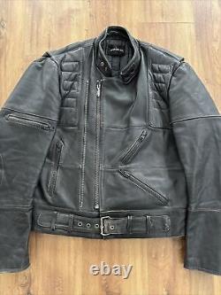 Vtg HARLEY DAVIDSON Black Leather Motorcycle Biker Padded JACKET Coat Mens 44