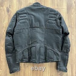 Vtg HARLEY DAVIDSON Black Leather Motorcycle Biker Padded JACKET Coat Mens 44