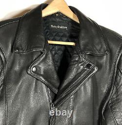 Vtg Harley Davidson Black Leather Motorcycle Jacket Mens 48 Reg Quilted Lining