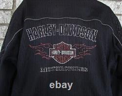Vtg Harley Davidson Riding Jacket Men's Size Large Black Perforated Polyester