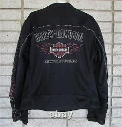 Vtg Harley Davidson Riding Jacket Men's Size Large Black Perforated Polyester