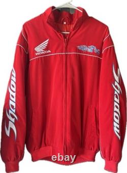 Vtg Honda Shadow Jacket XL Lined Bomber Flame Motorcycle Graphic Riding RARE