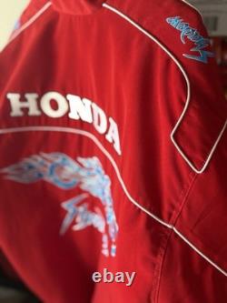 Vtg Honda Shadow Jacket XL Lined Bomber Flame Motorcycle Graphic Riding RARE