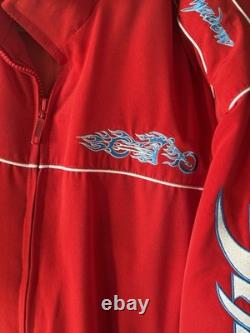 Vtg Honda Shadow Jacket XL Lined Bomber Flame Motorcycle Graphic Riding RARE