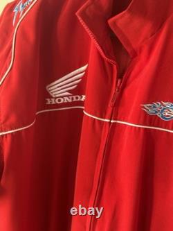 Vtg Honda Shadow Jacket XL Lined Bomber Flame Motorcycle Graphic Riding RARE