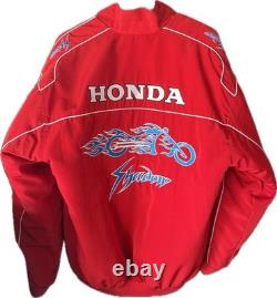 Vtg Honda Shadow Jacket XL Lined Bomber Flame Motorcycle Graphic Riding RARE