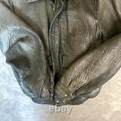 Vtg Johnson Leather Jacket M 42 Bomber Motorcycle San Francisco Distressed USA