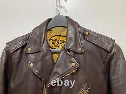 Vtg Just Leather San Jose California Moto Motorcycle Brown Leather Jacket S