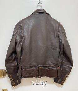 Vtg Just Leather San Jose California Moto Motorcycle Brown Leather Jacket S