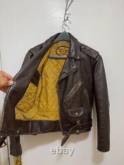 Vtg Just Leather San Jose California Moto Motorcycle Brown Leather Jacket S