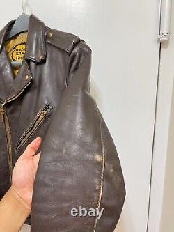 Vtg Just Leather San Jose California Moto Motorcycle Brown Leather Jacket S