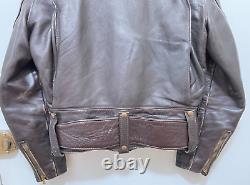 Vtg Just Leather San Jose California Moto Motorcycle Brown Leather Jacket S