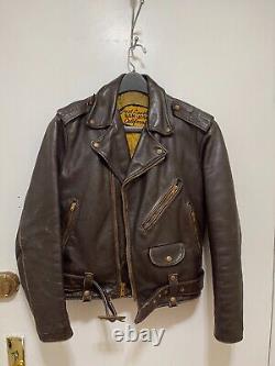 Vtg Just Leather San Jose California Moto Motorcycle Brown Leather Jacket S