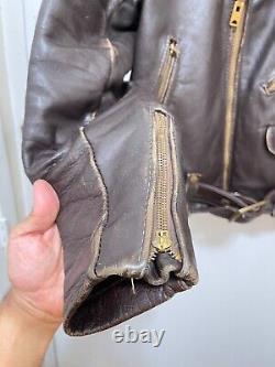 Vtg Just Leather San Jose California Moto Motorcycle Brown Leather Jacket S