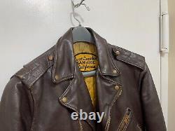 Vtg Just Leather San Jose California Moto Motorcycle Brown Leather Jacket S