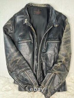 Vtg Kehoe Jacket 60s Steerhide Black Leather Jacket Motorcycle Racer 23 YKK