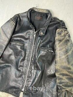 Vtg Kehoe Jacket 60s Steerhide Black Leather Jacket Motorcycle Racer 23 YKK