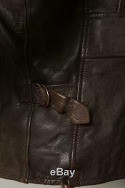 Vtg LL BEAN Sheepskin Lined Half Belt Sports Motorcycle Leather Jacket Small