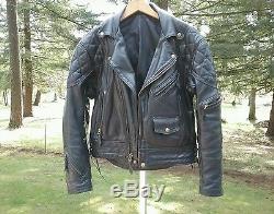 Vtg Langlitz 10 Pocket Padded Black Leather Motorcycle Jacket USA 1992 Scovill