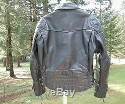 Vtg Langlitz 10 Pocket Padded Black Leather Motorcycle Jacket USA 1992 Scovill