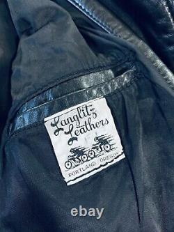 Vtg Langlitz Leathers Colombia Jacket Police Moto Horsehide 80s Mens Size M/L