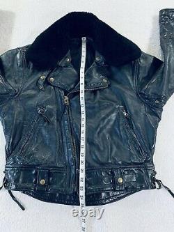 Vtg Langlitz Leathers Colombia Jacket Police Moto Horsehide 80s Mens Size M/L