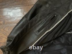 Vtg Leather Moto Jacket Mens M Black Full Zip Biker Cafe Racer Lace Up Redline
