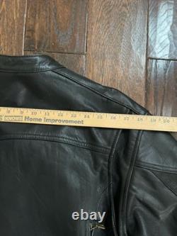 Vtg Leather Moto Jacket Mens M Black Full Zip Biker Cafe Racer Lace Up Redline