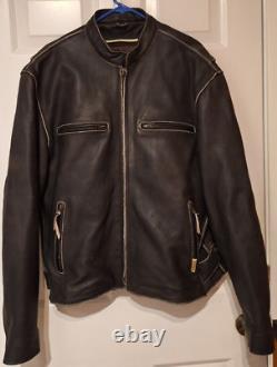 Vtg Milwaukee Leather Men's Motorcycle Distressed Triple Vented Jacket XL