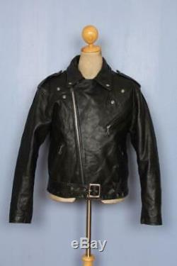 Vtg SCHOTT Dur-o-jac Leather Motorcycle Jacket Fleece Liner Size 42