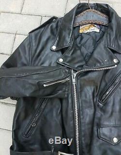 Vtg Schott Perfecto 618 Men Motorcycle Leather Jacket SZ 48 Fits 44 CHEST 22