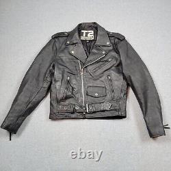 Vtg Terminator 2 Jacket Mens 38 Black Leather 3D Battle Across Time Motorcycle