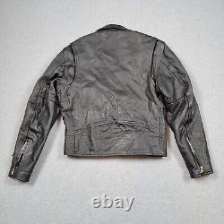 Vtg Terminator 2 Jacket Mens 38 Black Leather 3D Battle Across Time Motorcycle