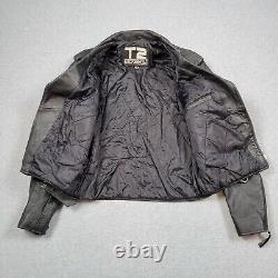 Vtg Terminator 2 Jacket Mens 38 Black Leather 3D Battle Across Time Motorcycle