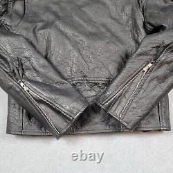 Vtg Terminator 2 Jacket Mens 38 Black Leather 3D Battle Across Time Motorcycle