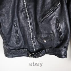 Vtg The Alley Chicago Leather Biker Motorcycle Jacket Size 44 23x23.5 Large