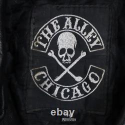 Vtg The Alley Chicago Leather Biker Motorcycle Jacket Size 44 23x23.5 Large