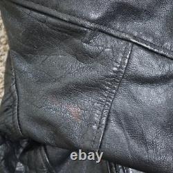 Vtg The Alley Chicago Leather Biker Motorcycle Jacket Size 44 23x23.5 Large