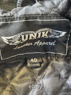 Vtg UNIK Motorcycle Biker Jacket Choppers'Til You Die Sz 40 Heavy Duty Leather