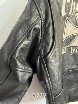 Vtg UNIK Motorcycle Biker Jacket Choppers'Til You Die Sz 40 Heavy Duty Leather
