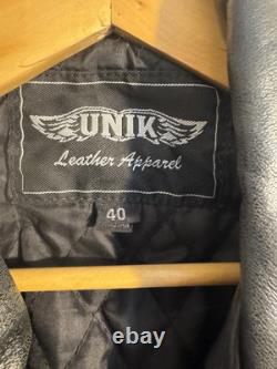 Vtg UNIK Motorcycle Biker Jacket Choppers'Til You Die Sz 40 Heavy Duty Leather
