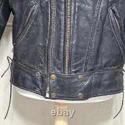 Vtg US Made Co Black Leather Motorcycle Biker Jacket Mens Sz 40 Read Description