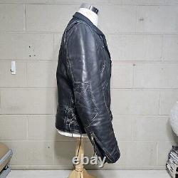Vtg US Made Co Black Leather Motorcycle Biker Jacket Mens Sz 40 Read Description