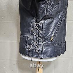 Vtg US Made Co Black Leather Motorcycle Biker Jacket Mens Sz 40 Read Description