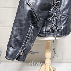 Vtg US Made Co Black Leather Motorcycle Biker Jacket Mens Sz 40 Read Description