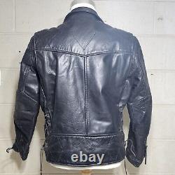 Vtg US Made Co Black Leather Motorcycle Biker Jacket Mens Sz 40 Read Description