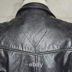 Vtg US Made Co Black Leather Motorcycle Biker Jacket Mens Sz 40 Read Description