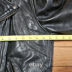 Vtg US Made Co Black Leather Motorcycle Biker Jacket Mens Sz 40 Read Description